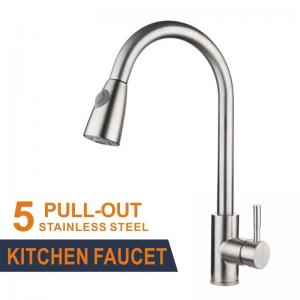 Mixer Stainless Steel Kitchen Faucet Brushed Retractable