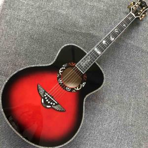 China Custom Solid Spruce Top Ebony Fingerboard Real Abalone Shell Binding Inlay 40 Inches Flamed Maple B side Acoustic Guitar supplier