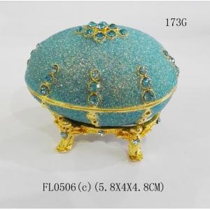 China Smart Design Faberge Egg Jewelry Box Pewter Enamel Trinket Box Easter Gift supplier