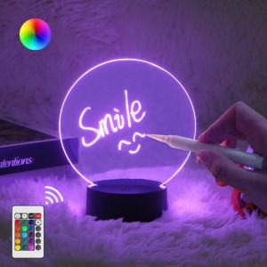 16 colors night light base Erasable Writing Board Creative night light DIY RGB LED Message Acrylic Writing Board Light