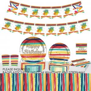 8 guests Birthday Party Tableware Decoration Set Rainbow Theme Tableware Paper Plate Supplies