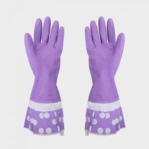 China Purple Practical And Beautiful  Extra Long Sleeve Rubber Gloves  With Beautiful Patterns supplier