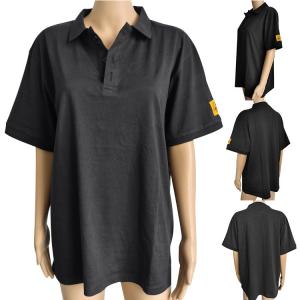 China Cotton Polo Shirt ESD Safe Clothing Antistatic Unisex For Cleanroom Laboratory supplier