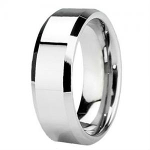 Tagor Jewelry Made 8mm Cobalt Ring Flat Polished Finish Beveled Edges Wedding Band Ring