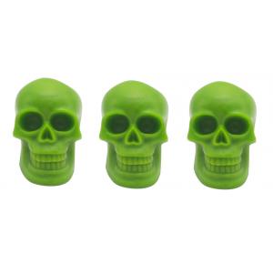 3pk-Green Wax Plastic Skull LED Light 8*11*10cm CR2032 Button Cell Battery