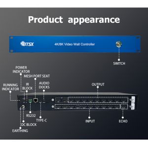 China 8x9 Seamless Video Wall Controller with 3.5mm Audio Extraction and 9-Channels Output Multi-Screen Processor wholesale