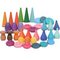 China 6pcs Rainbow Stacker Montessori Educational Wooden Toys on sale