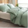 China Sage Green Bohemian Microfiber Comforter Set with Pom Fringe wholesale