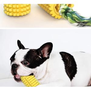 China エコフレンドリーなトウモロコシ型犬用歯ブラシ ラバー犬用歯ブラシおもちゃ コットンロープ付き wholesale