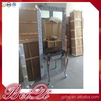 Dressing table with light mirror used beauty salon furniture gold frame hair salon station mirror