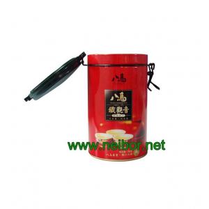 China round tea tin box with airtight plastic lid and metal clasp supplier