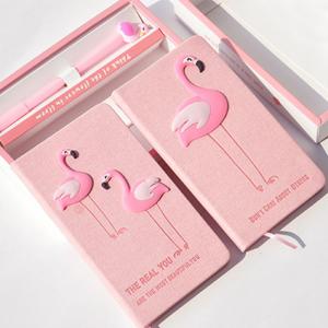 China Flamingo Pink PU Leather Notepads And Stationery Waterproof Notebook A6 Gift Set Hardcover supplier