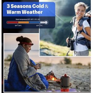 0°F Camping 3-4 Seasons Waterproof Envelope Sleeping Bag With Compression