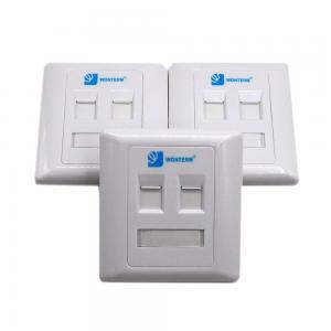 China White Ethernet 2 Port Keystone Faceplate Cat6 Wall Plate With PC / ABS Housing supplier