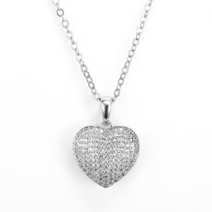 White 925 Silver CZ Pendant Kids Heart Shaped Cubic Zirconia Pendant