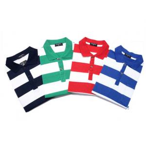 Fashionable Style Casual Work Uniforms , Classic Mens Polo Shirts With Yarn Dyed Stripe