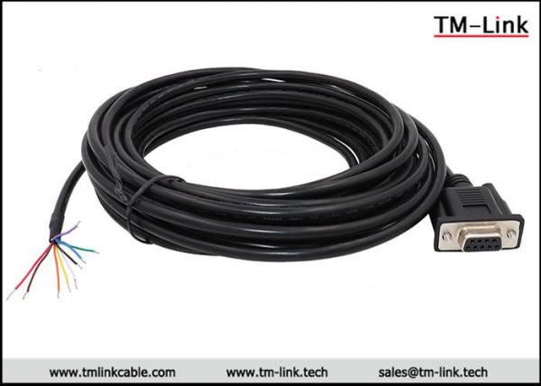 RS232 DB9 D-Sub 9pin female black PVC industrial data cable assembly