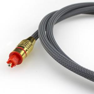 China Toslink Digital Optical Fiber Cable Woven Net Plated Gold Shell Red Port 1.2M 2M 3M for soundbar supplier