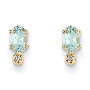 Ladies Earring Earring 14K Gold Plated Oval Cut Topaz CZ Ladies Natural Gemstone Stud Earrings