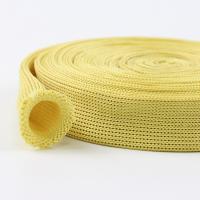 China Knitted Fireproof Webbing Yellow 20mm Width Kevlar Tubular Webbing on sale