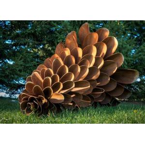 Corten Steel Rusty Pine Cone Sculpture , Modern Metal Landscape Sculpture