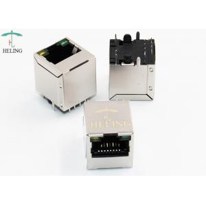 China Vertical Type Magnetic RJ45 Connector 8P8C With LED Indicator Pipe Top Entry supplier