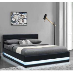 Artistic RGB LED Bed Frame King Single Size Gas Lift Base Storage Leather