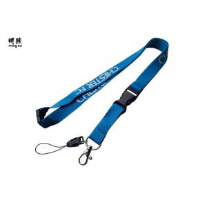 Custom Cell Phone Lanyard With Cute Phone Buckle , Blue Security Badge Lanyards