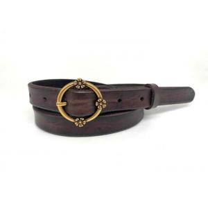 Vintage Pin Buckle 130cm Women Brown Leather Belts