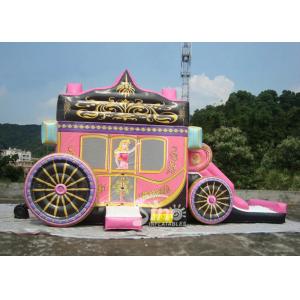 China Kids Party Princess Carriage Bounce House With Slide , Made Of 1st Class PVC Tarpaulin supplier