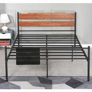 BSCI Simple Black Wooden Metal Furniture Solid Wrought Iron Beds King Size For Apartment