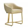 China Modern design leisure stainless steel dining chair PU leather upholstery armrest chair for living room wholesale