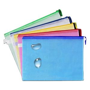 Custom A4 B4 Size Clear Waterproof PP Document Bag Mesh Zipper Pouch for Zhejiang OEM