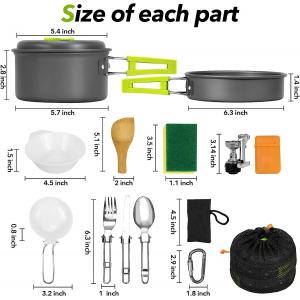 Camping Cookware Pots And Pans, Camping Cookware Mess Kit,Non-Stick Lightweight Pots Set Portable Outdoor Cookware