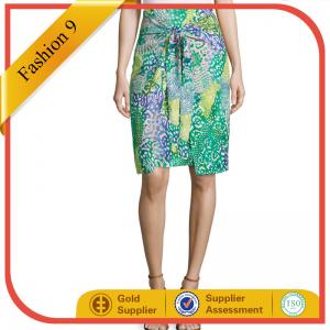 Graphic-Print Tie-Front Pencil Skirt