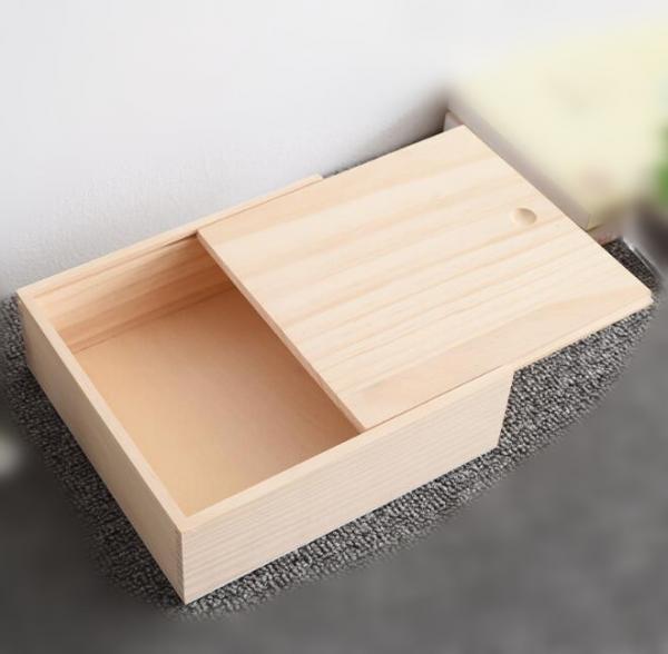 Wooden box with slide lid gift box, pine wood slide box