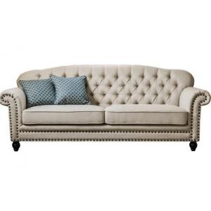 3 Seater Lobby American Style Sofa , 24'' Arm Twin Sleeper Sofa Birch Wood