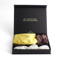 China Custom Printed Silk Scrunchie Gift Boxes Satin Hair Packaging Boxes For Scrunchies on sale