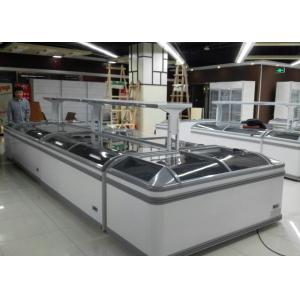 China Sliding Curved Glass Door Supermarket Island Freezer Commercial 1050L supplier