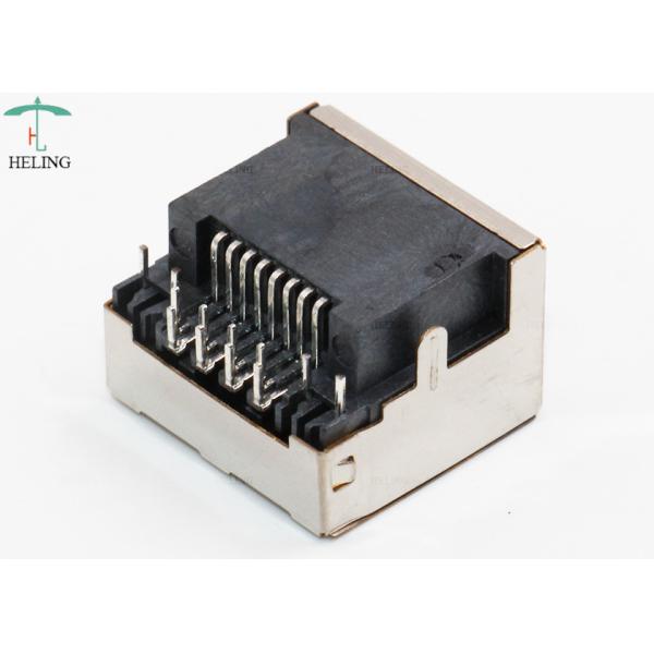 穴PCBの台紙RJ45ジャック8P8C 1の左舷の記入項目作り付けLEDを通して