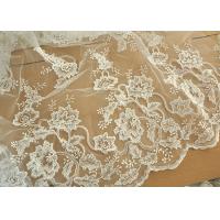 China Off White Wedding Dress Tulle Lace Fabric , Embroidery Beaded Ivory Bridal Lace Fabric on sale