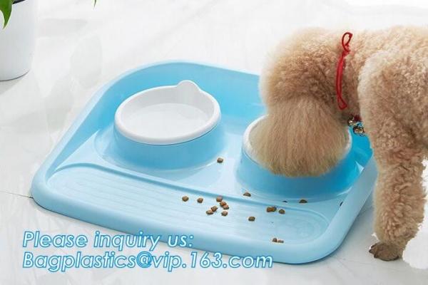 Double stainless steel dog bowl pet cat feeder water food dog bowl, No-Spill and