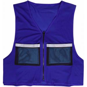 Dark Blue Fluorescent Safety Vests Shrink - Resistant Medium Thickness
