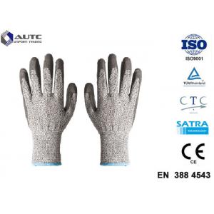China Elastic Seamless Knit Industrial Safety Hand Gloves 3 Gauge HPPE Liner PU Coated supplier