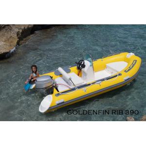 13Ft Fiberglass Hull Small Rib Boat  in yellow color for fun on the sea