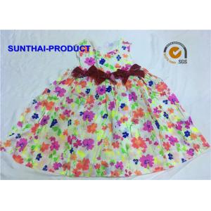 China 3D Bows Little Girl Cotton Dresses , Sleeveless Floral AOP Kids Summer Dresses supplier