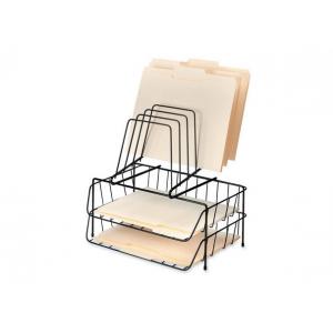 China Iron Wire Metal Magazine Stand , Two File Office Table Top Wire Display Racks supplier