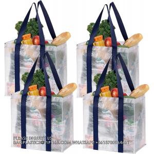 Reusable Grocery Bags, Shopping Bags For Groceries, Utility Tote With Handles Hard Bottom, Foldable, Multi-Purpose