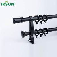 China 22ft Black Pipe Curtain Rod , Metal Double Expandable Curtain Pole on sale
