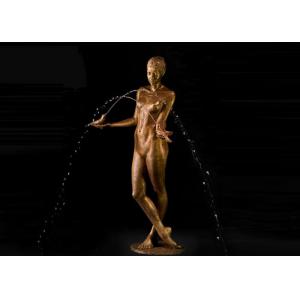 Garden Decoration Bronze Ballerina Sculpture With Bird Water Fountain